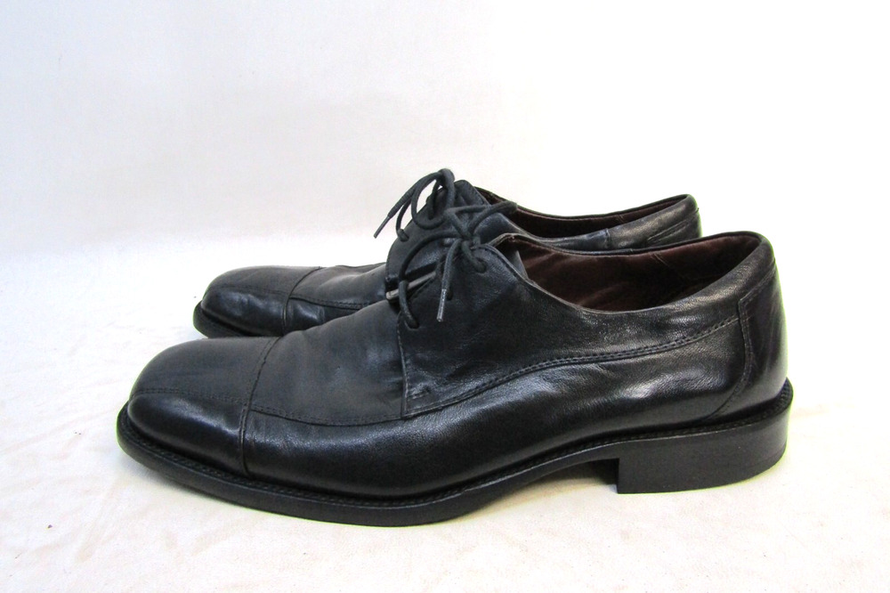 Johnston & Murphy Mens Sz 9 M Italy Black Leather Dress Shoes